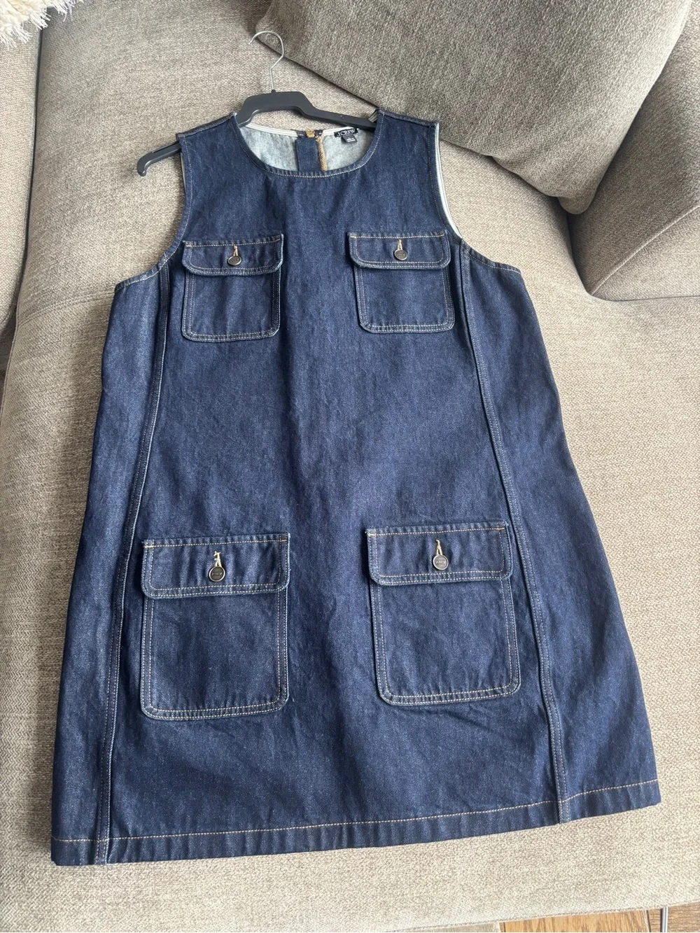 NWOT J. Crew Dark Denim Shift Dress with Patch Pockets
